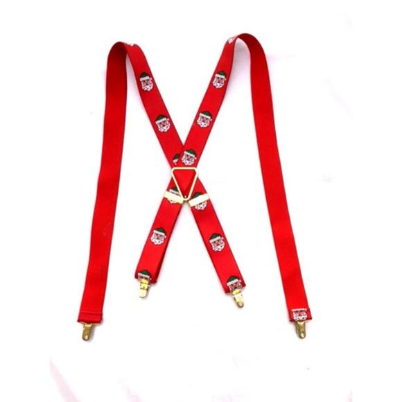 RARE Vintage Red & Green SANTA Claus Suspenders - W Germany HOLIDAY Suspenders - Picture 2 of 4